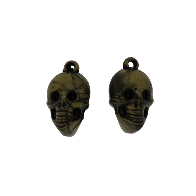 METAL PLATED PLASTIC / CCB PENDANTS - SKULL 01 - 14x23x12mm ANTIQUE BRONZE - PACKAGE 500g Hole-2.0mm (292pcs.)