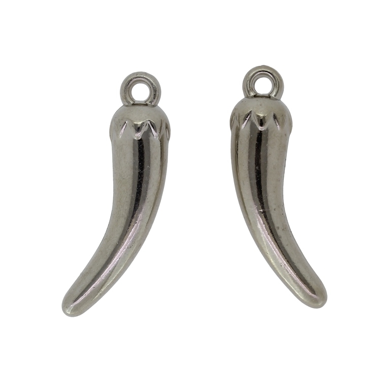 METAL PLATED PLASTIC / CCB PENDANTS - PEPPER 01 - 9x39mm NICKEL - PACKAGE 500g Hole-2.6mm (500pcs.)