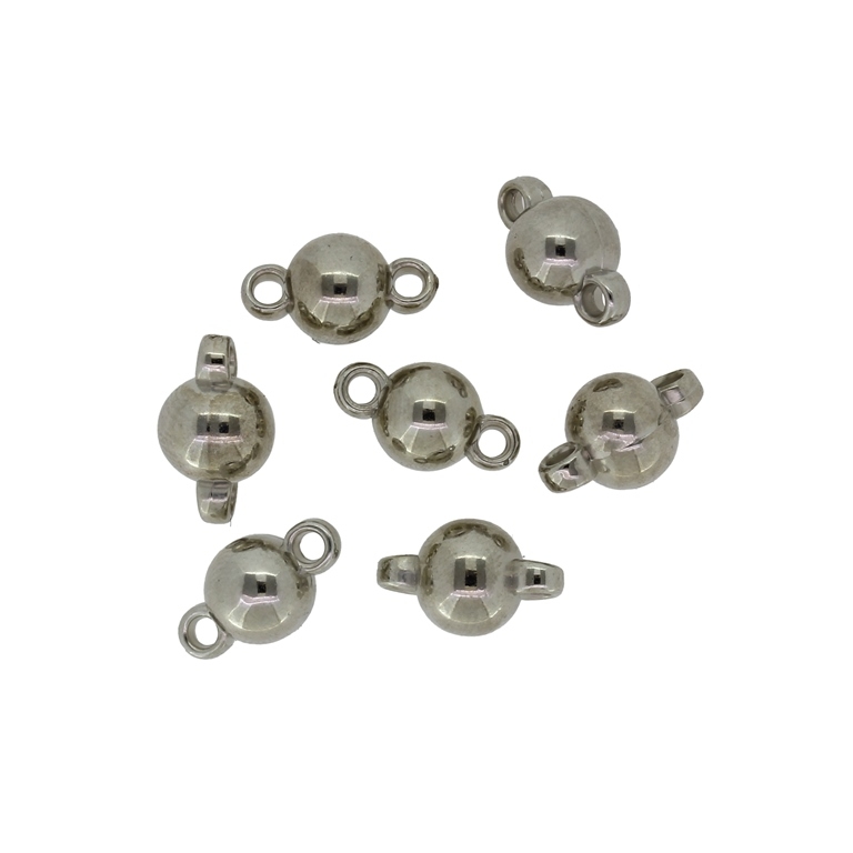 METAL PLATED PLASTIC / CCB CONNECTING ELEMENTS - BALL - 8mm NICKEL - 50g Hole-1.9mm (150pcs.)