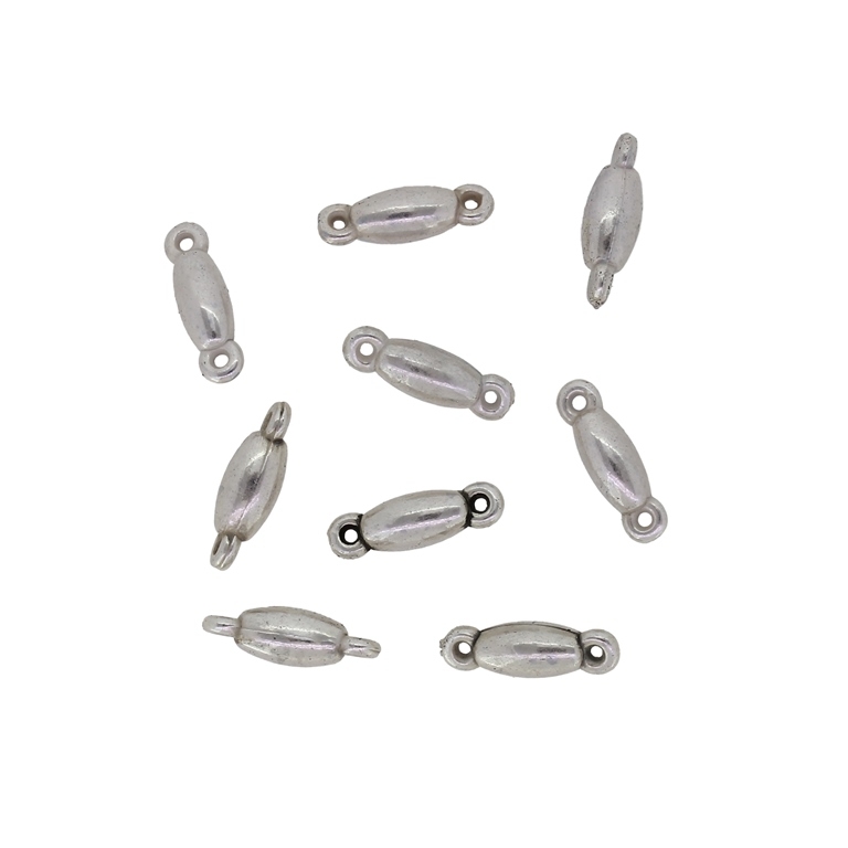 METAL PLATED PLASTIC / CCB CONNECTING ELEMENTS - ELLIPSE 04 - 13x4mm SILVER - PACKAGE 500g Hole-0.8mm (4900pcs.)