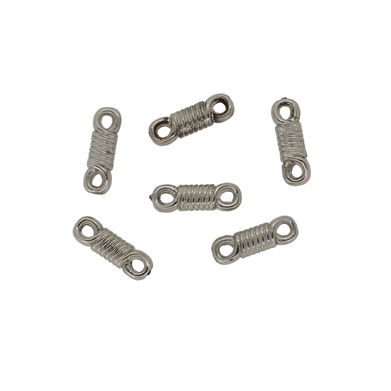 METAL PLATED PLASTIC / CCB CONNECTING ELEMENTS - SPRING 01 - 14x4mm SILVER - 50g Hole-1.9mm (438pcs.)