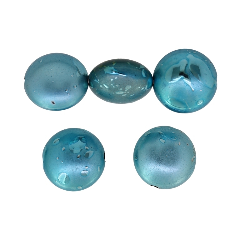 METAL PLATED PLASTIC / CCB BEADS - SPRAYED - BONIBON - 17x11mm - TURQUOISE (LIGHT) - PACKAGE 500g Hole-2.5mm (272pcs.)