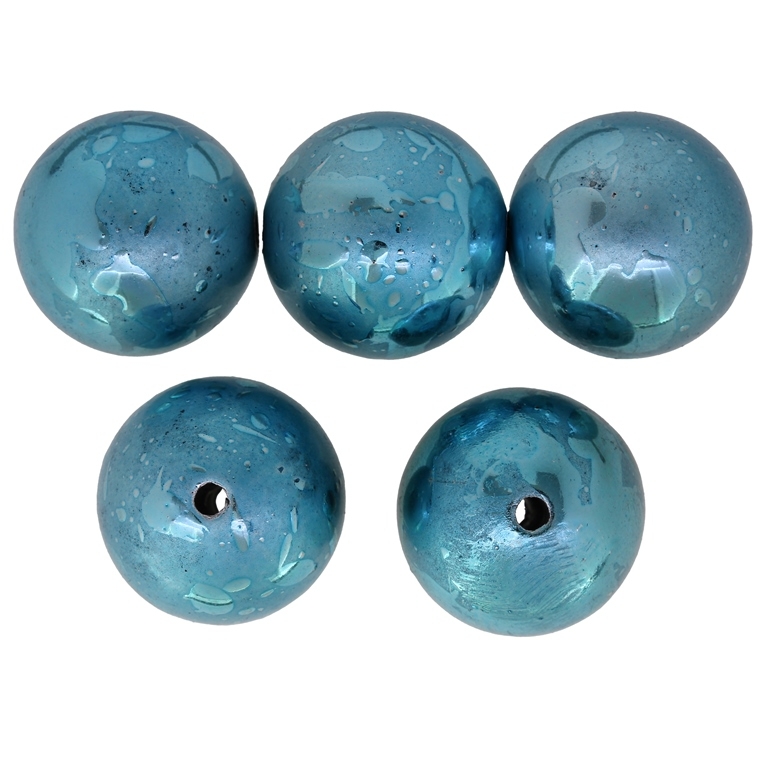 METAL PLATED PLASTIC / CCB BEADS - SPRAYED - BALL - 24mm - TURQUOISE (LIGHT) - PACKAGE 500g Hole-3.5mm (64pcs.)