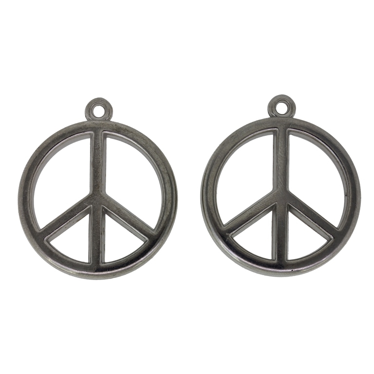 METAL PLATED PLASTIC / CCB PENDANTS - PEACE 01 - 29x34x5mm NICKEL - PACKAGE 250g Hole-2mm (138pcs.)