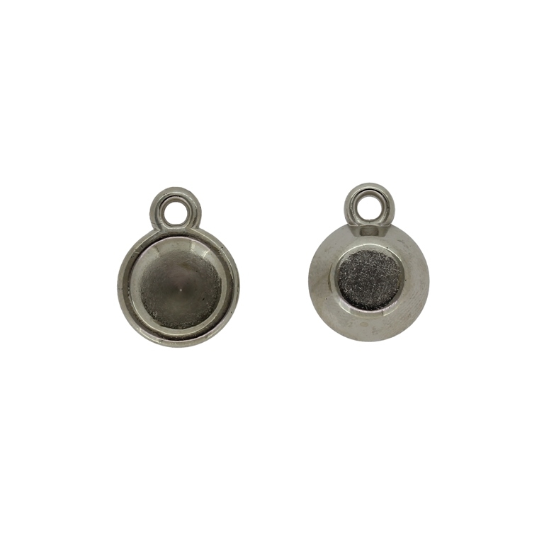 METAL PLATED PLASTIC / CCB PENDANTS - BASE FOR EMBED 01 - 13x17x5mm NICKEL - PACKAGE 500g Hole-2.2mm (839pcs.)