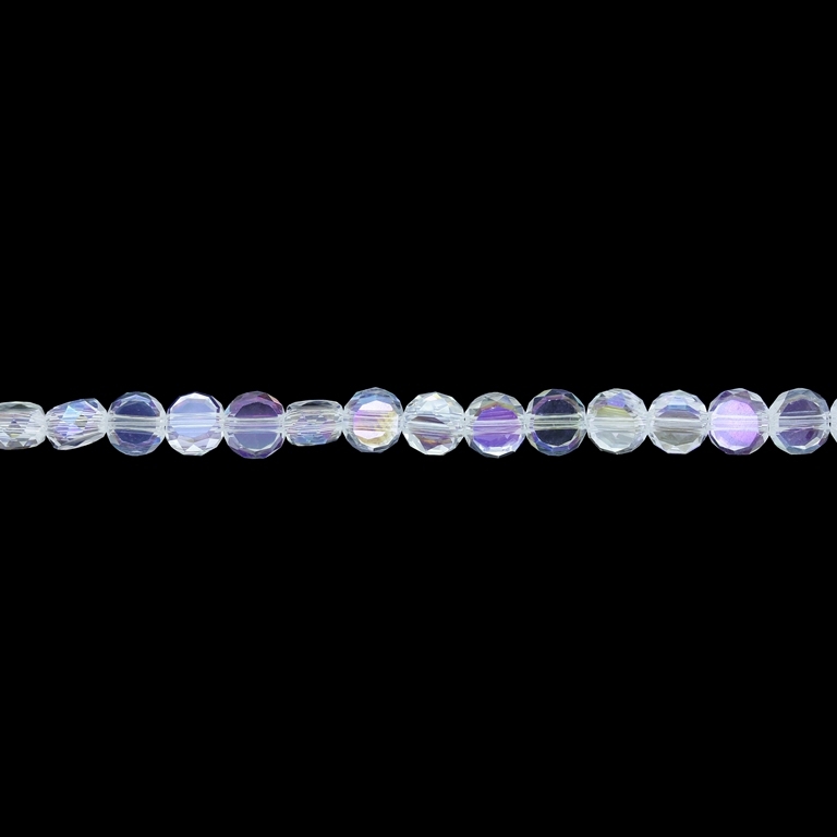 GLASS BEADS - CRYSTAL DISK FACETED - 6x3.5mm - АВ TRANSPARENT - WHITE 097 - STRING (96pcs.) Hole-1.5mm