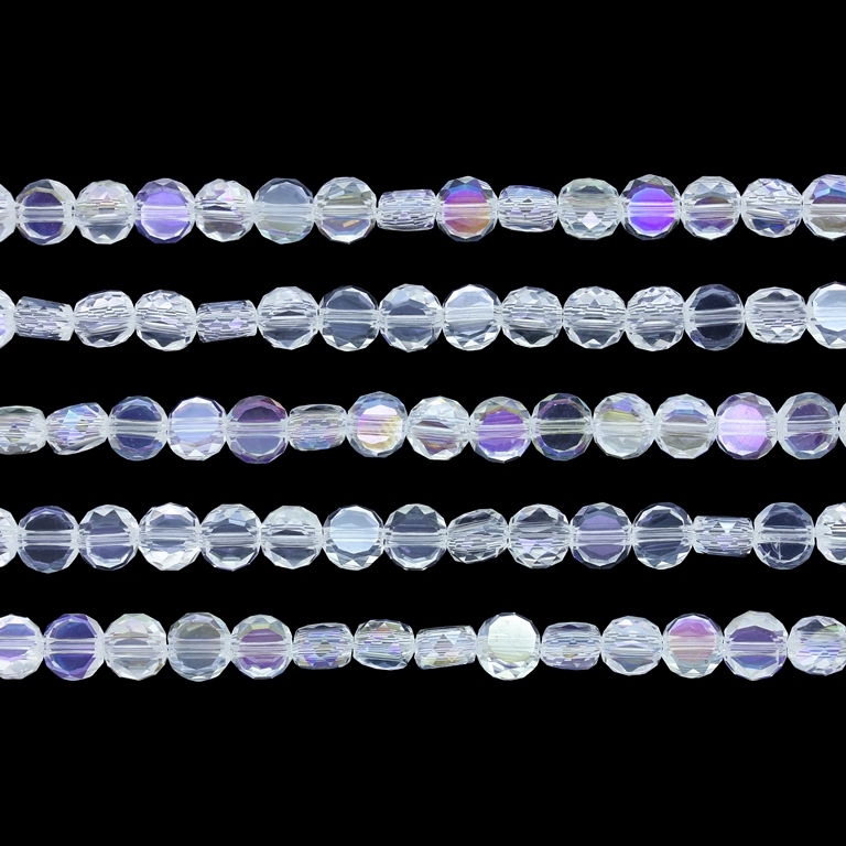 GLASS BEADS - CRYSTAL DISK FACETED - 6x3.5mm - АВ TRANSPARENT - WHITE 097 - PACKAGE (5x96pcs.) Hole-1.5mm