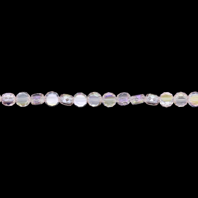 GLASS BEADS - CRYSTAL DISK FACETED - 6x3.5mm - АВ TRANSPARENT - PINK (LIGHT) 030АВ - STRING (96pcs.) Hole-1.5mm