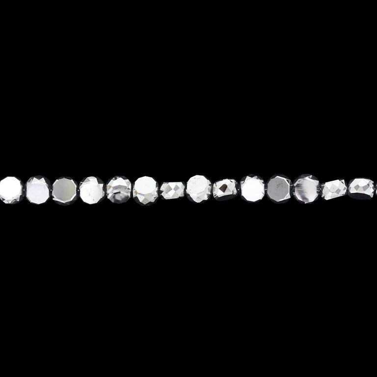 GLASS BEADS - CRYSTAL DISK FACETED - 6x3.5mm - METALLIC - SILVER 110 - STRING (96pcs.) Hole-1.5mm