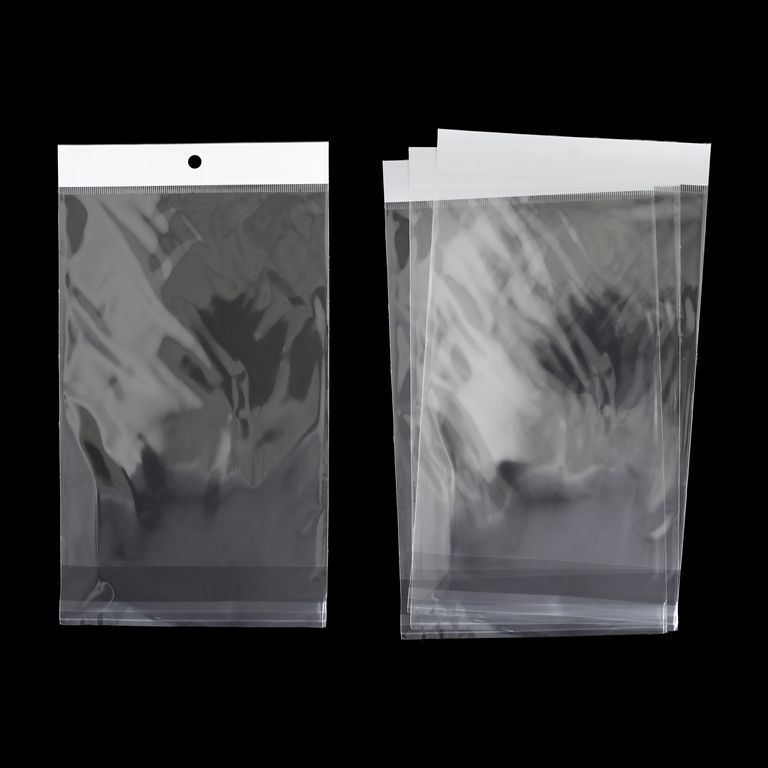 PACKAGING - CELLOPHANE BAG WITH WHITE POST - 16x22+4cm (40µ) - 50pcs.
