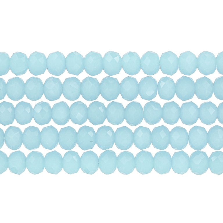 GLASS BEADS - FACETED RONDELLE CRYSTALS - 8x6mm - MILKY - BLUE (LIGHT) 041А - STRING (66pcs.) Hole-1.5mm