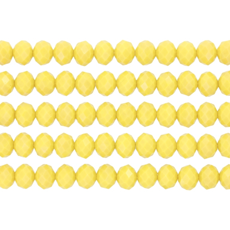СТЪКЛЕНИ МЪНИСТА - КРИСТАЛИ - 8х6мм - ПЛЪТНИ - ЖЪЛТО 063 - ПАКЕТ (5х66 бр.) Отвор-1.5мм