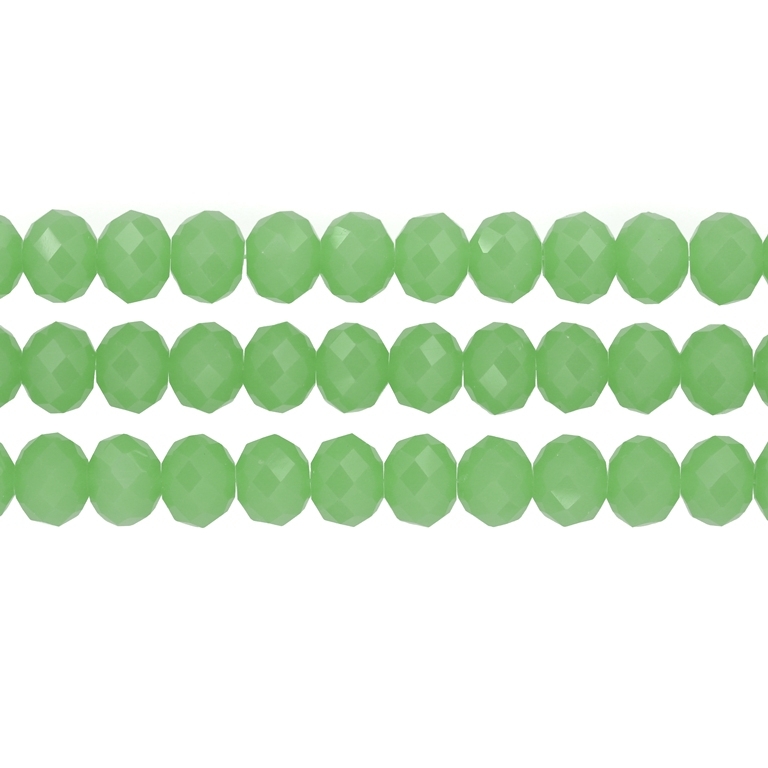 GLASS BEADS - FACETED RONDELLE CRYSTALS - 10x8mm - MILKY - GREEN 039 - PACKAGE (3x70pcs.) Hole-1.5mm