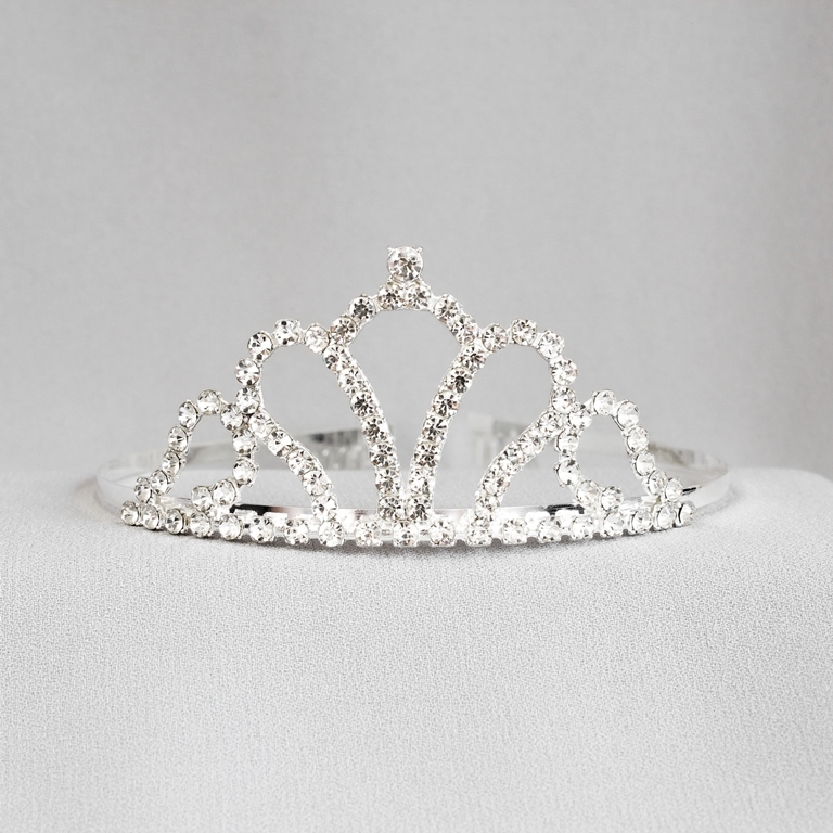 JEWELRY - ACCESSORY FOR HAIR - TIARA - METAL AND CRYSTALS - MODEL 18 - SILVER - PACKAGE 3pcs.