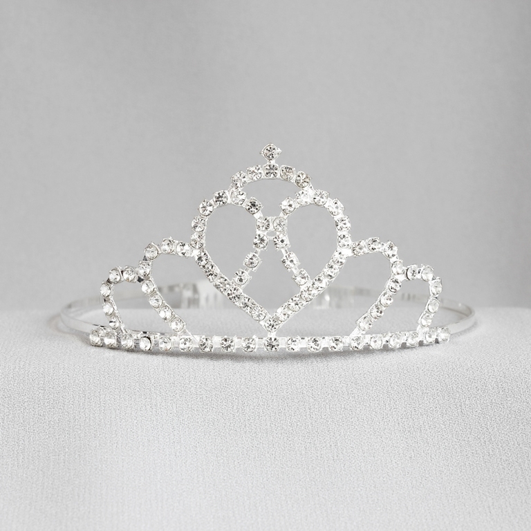 JEWELRY - ACCESSORY FOR HAIR - TIARA - METAL AND CRYSTALS - MODEL 21 - SILVER - PACKAGE 3pcs.