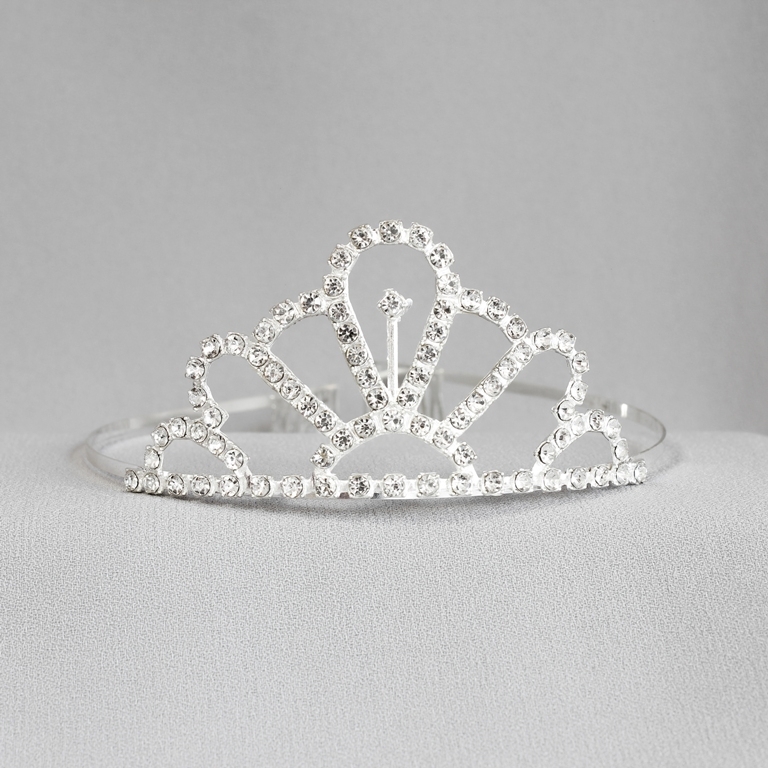 JEWELRY - ACCESSORY FOR HAIR - TIARA - METAL AND CRYSTALS - MODEL 22 - SILVER - 1pc.