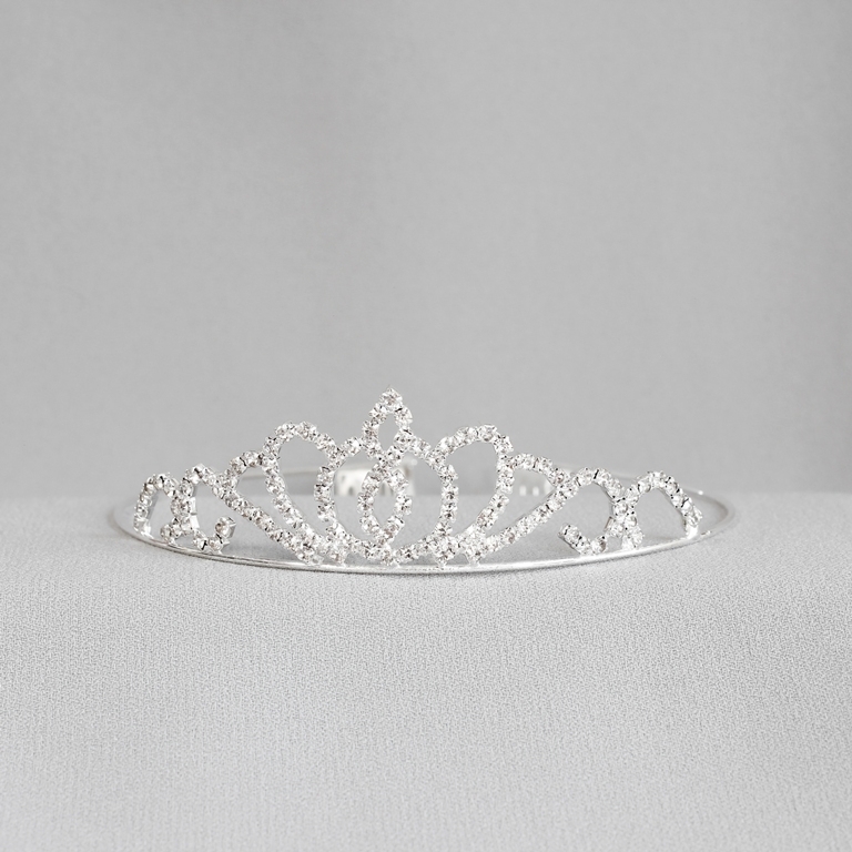 JEWELRY - ACCESSORY FOR HAIR - TIARA - METAL AND CRYSTALS - MODEL 24 - SILVER - 1pc.