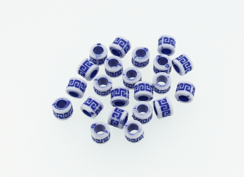 COLOR WASHED PLASTIC BEADS - CYLINDER 03 MEANDER - 5x6mm BLUE - PACKAGE 500g Hole-3.5mm (4200pcs.)