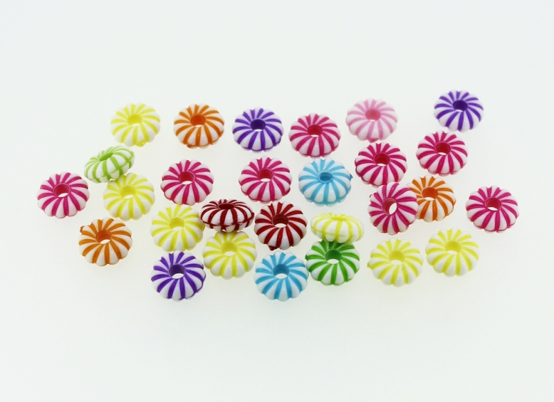 COLOR WASHED PLASTIC BEADS - WASHER DONUT - 3x8mm MIX - PACKAGE 500g Hole-2.5mm (3400pcs.)