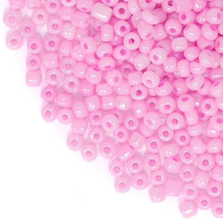 GLASS SEED BEADS - BALL 4mm - CEYLON - PINK 151 - 50g Hole-1.5mm