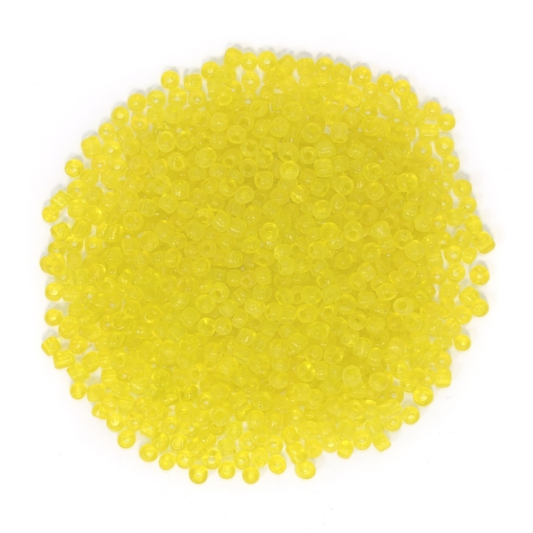 GLASS SEED BEADS - BALL 4mm - TRANSPARENT - YELLOW - PACKAGE 450g Hole-1.5mm