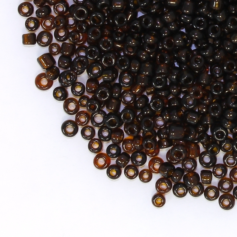 GLASS SEED BEADS - BALL 3mm - TRANSPARENT - BROWN 13 - 50g Hole-1.0mm