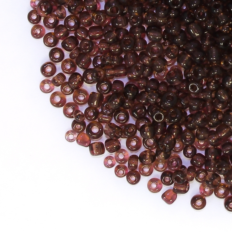 GLASS SEED BEADS - BALL 3mm - TRANSPARENT - PURPLE 11А - 50g Hole-1.0mm