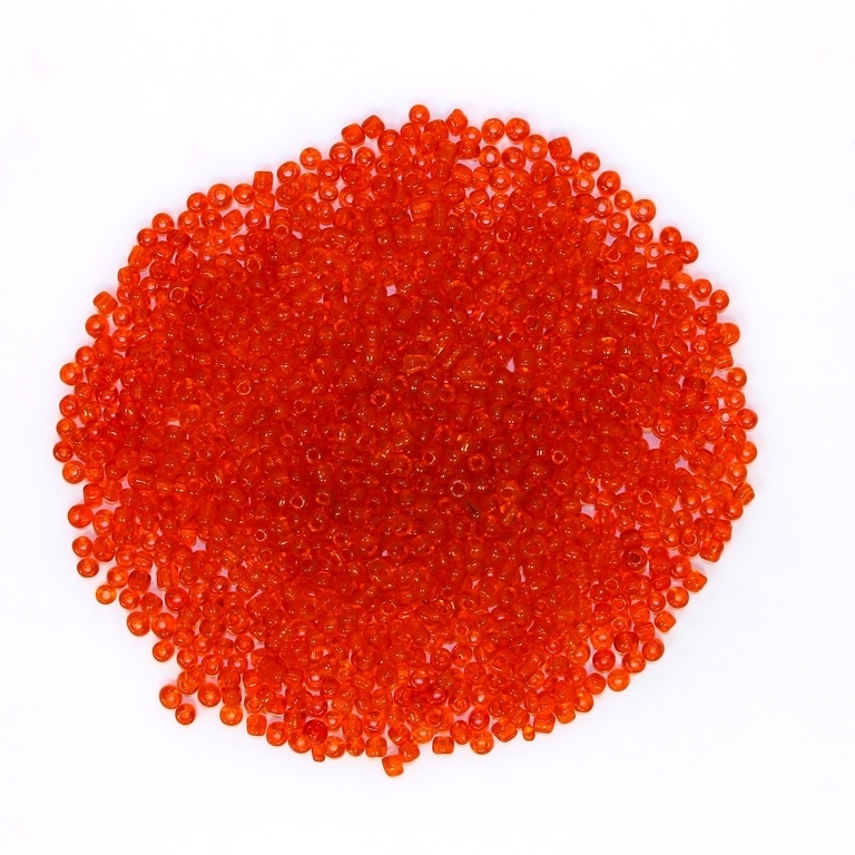 GLASS SEED BEADS - BALL 3mm - TRANSPARENT - RED (LIGHT) - PACKAGE 450g Hole-1.0mm