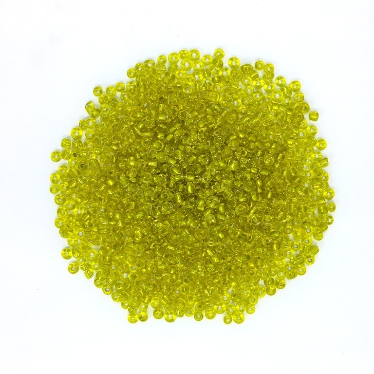 GLASS SEED BEADS - BALL 3mm - SILVER THREAD - YELLOW - PACKAGE 450g Hole-1.0mm