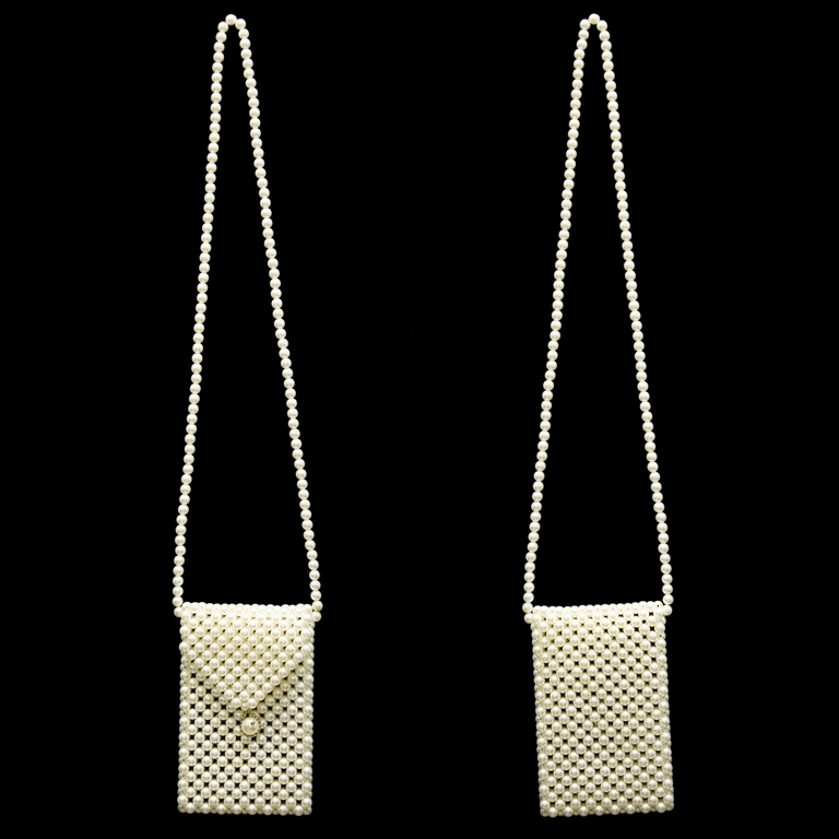 JEWELRY - HANDBAG MADE FROM PEARLS PK004 - 12x18x2.0cm ECRU (LIGHT) - 1pc.