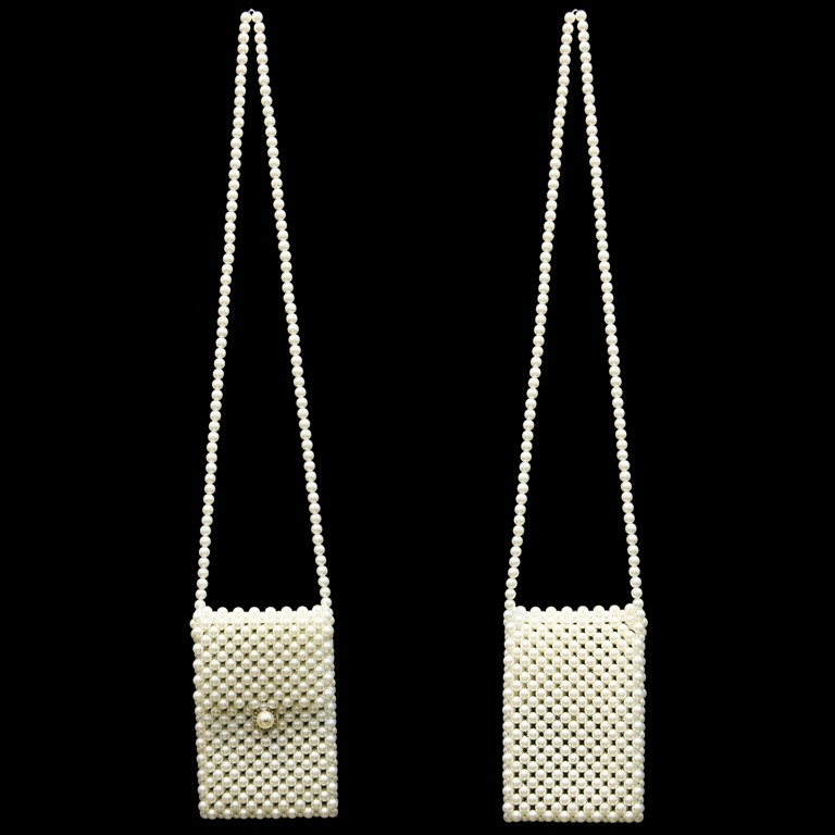 JEWELRY - HANDBAG MADE FROM PEARLS PK005 - 12x18x2.5cm ECRU (LIGHT) - 1pc.