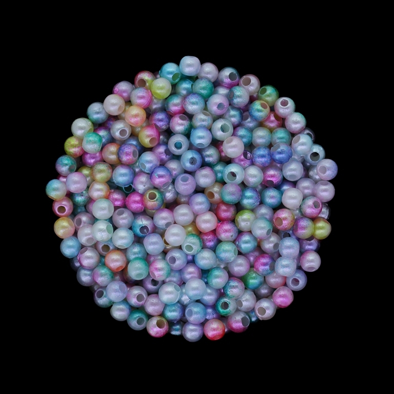 ACRYLIC IMITATION PLASTIC PEARLS - BALL - 4mm MULTICOLORED - MIX 024 - 50g Hole-1.5mm (1780pcs.)