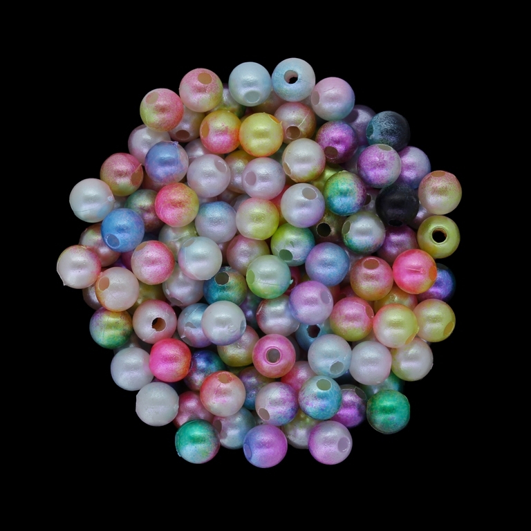 ACRYLIC IMITATION PLASTIC PEARLS - BALL - 6mm MULTICOLORED - MIX 025 - 50g Hole-1.8mm (450pcs.)