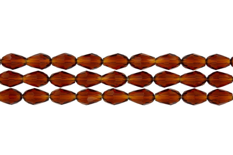 GLASS BEADS - TEARDROP CRYSTALS - 8x12mm - TRANSPARENT - BROWN (DARK) 017 - PACKAGE (3x60pcs.) Hole-1.5mm