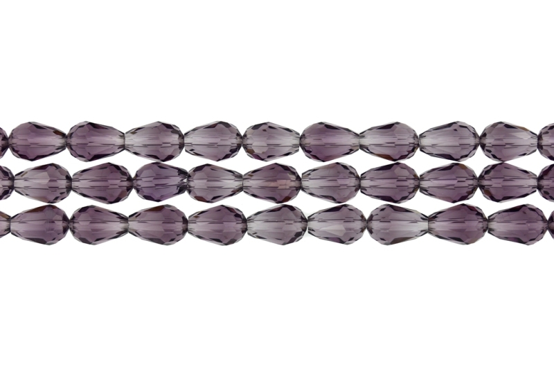 GLASS BEADS - TEARDROP CRYSTALS - 8x12mm - TRANSPARENT - PURPLE (DARK) 009 - PACKAGE (3x60pcs.) Hole-1.5mm