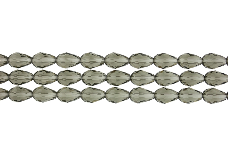 GLASS BEADS - TEARDROP CRYSTALS - 8x12mm - TRANSPARENT - GRAY 018 - PACKAGE (3x60pcs.) Hole-1.5mm