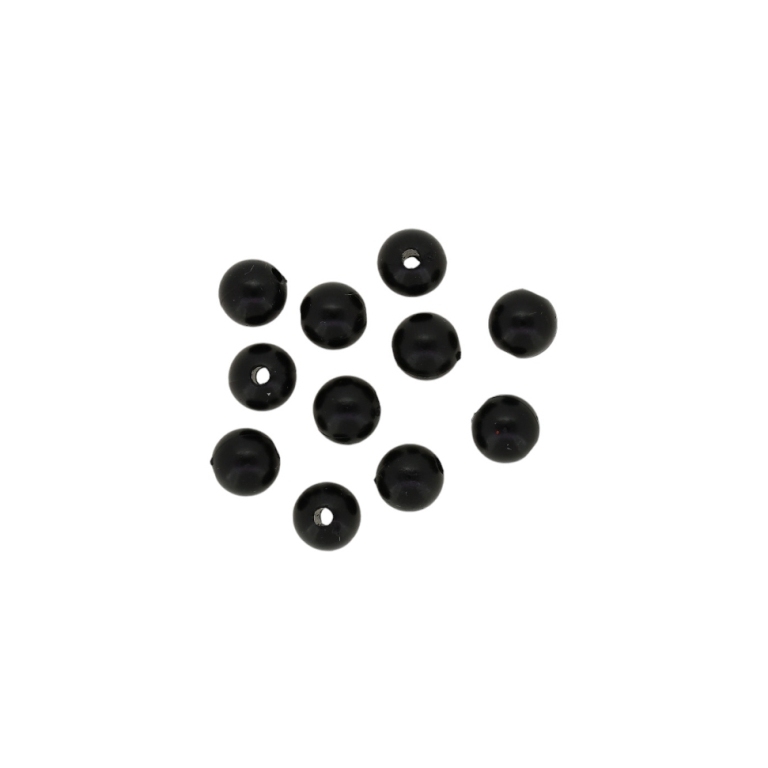 OPAQUE PLASTIC BEADS - BALL - 8mm BLACK 009 - 50g Hole-2.0mm (185pcs.)