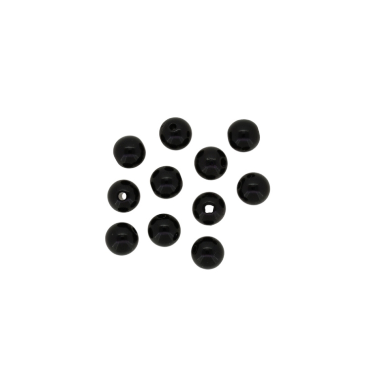 OPAQUE PLASTIC BEADS - BALL - 8mm BLACK 010 - 50g Hole-1.7mm (200pcs.)