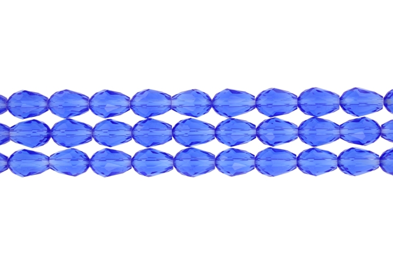 GLASS BEADS - TEARDROP CRYSTALS - 8x12mm - TRANSPARENT - BLUE 004 - PACKAGE (3x60pcs.) Hole-1.5mm