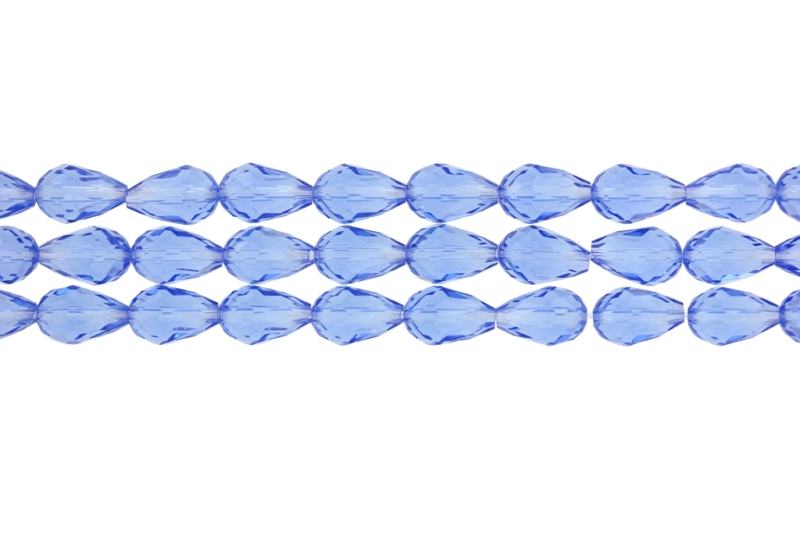 GLASS BEADS - TEARDROP CRYSTALS - 8x12mm - TRANSPARENT - BLUE (LIGHT) 003 - STRING (60pcs.) Hole-1.5mm