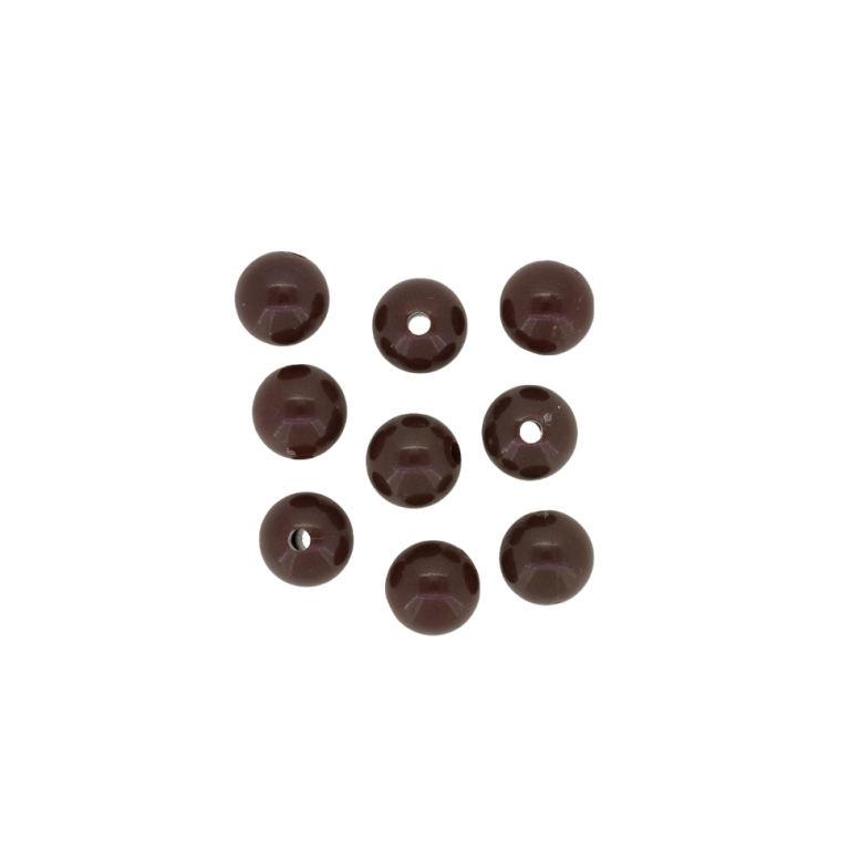 OPAQUE PLASTIC BEADS - BALL - 10mm BROWN 030 - 50g Hole-2.0mm (100pcs.)