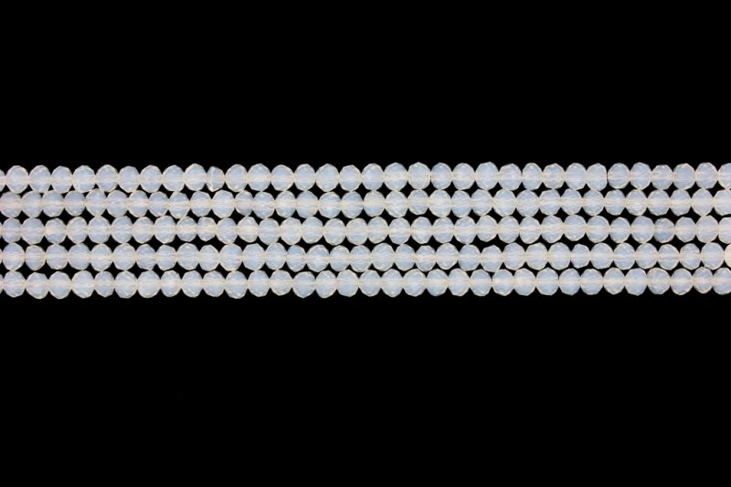 GLASS BEADS - FACETED RONDELLE CRYSTALS - 4x3mm - MILKY - TRANSPARENT 036 - STRING (128pcs.) Hole-1.0mm