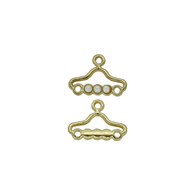 METAL BEADS WITH GLOSS - PENDANT - HANGER 02 - 19x14x3mm GOLD - PACKAGE 100g 86pcs. Hole-1.8mm