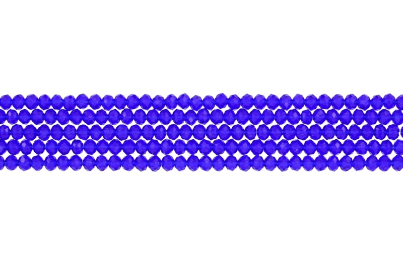СТЪКЛЕНИ МЪНИСТА - КРИСТАЛИ - 4х3мм - ПРОЗРАЧНИ - СИНЬО Т. 005 - НАНИЗ (128 бр.) Отвор-1.0мм