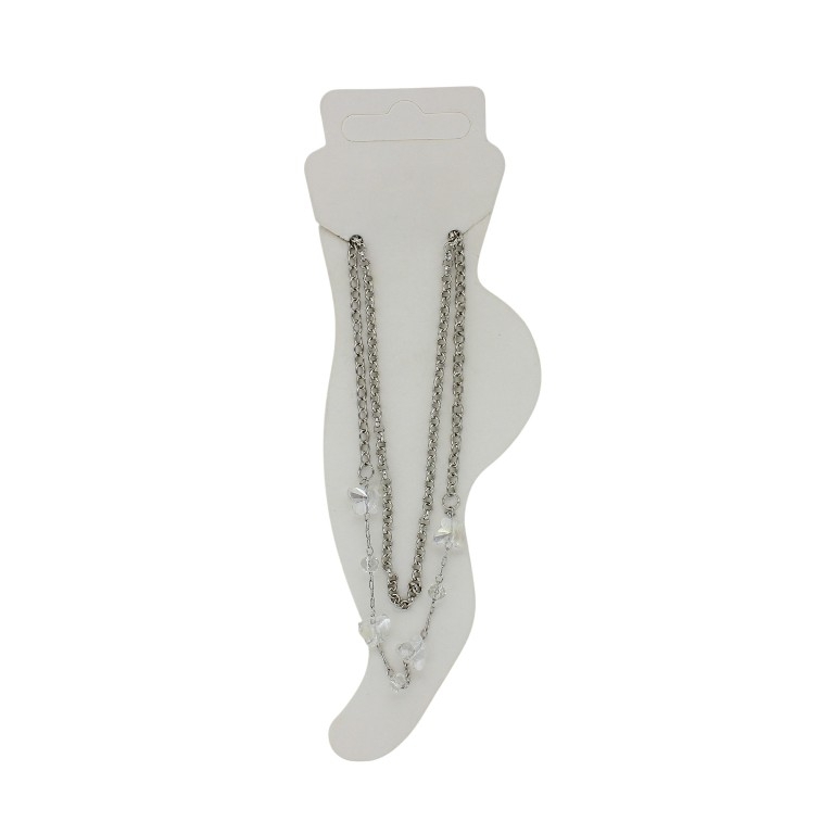 JEWELRY - ANKLET - METAL AND CRYSTALS - CHAIN - 25cm BUTTERFLY GK056 - NICKEL AND WHITE - 1pc.