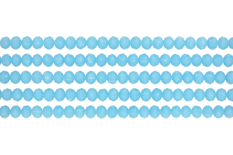 СТЪКЛЕНИ МЪНИСТА - КРИСТАЛИ - 6х5мм - МЛЕЧНИ - СИНЬО СВ. 041 - ПАКЕТ (5х88 бр.) Отвор-1.2мм