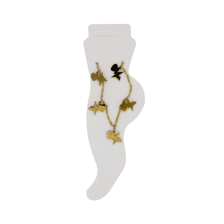 JEWELRY - ANKLET - STAINLESS STEEL - CHAIN - 18.5cm HEART GK075 - GOLD - PACKAGE 2pcs.
