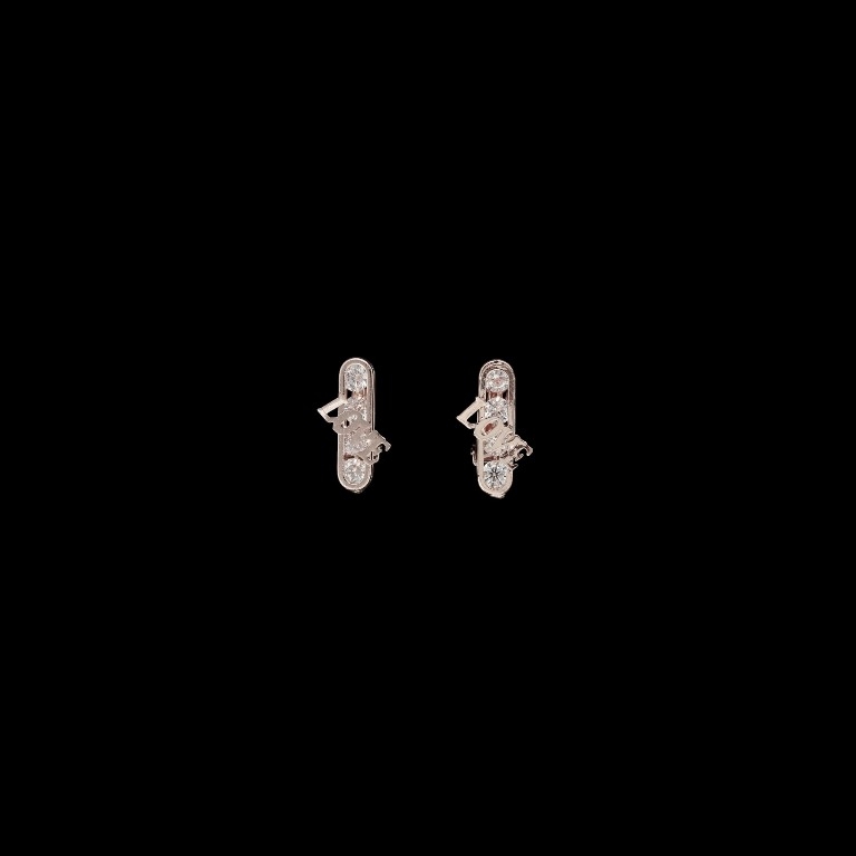 JEWELRY - EARRINGS - CLIPS - ZIRCON - LOVE Е569 - 0.8x1.9cm ROSE GOLD AND WHITE - 1 pair