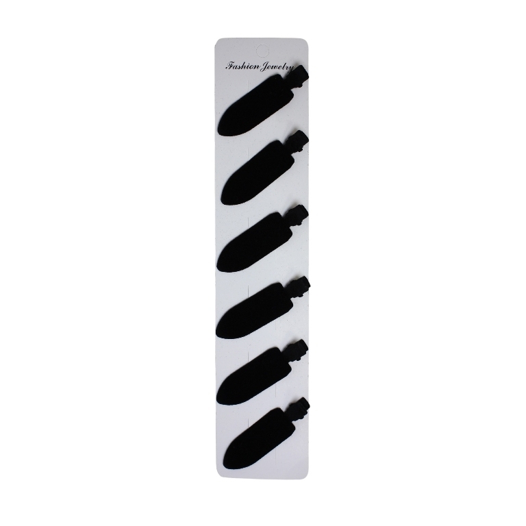 JEWELRY - METAL SNAP HAIR CLIP - METAL AND VELVET - MODEL 13 - 6.7x2.0x1.0cm BLACK - PACKAGE 6pcs.