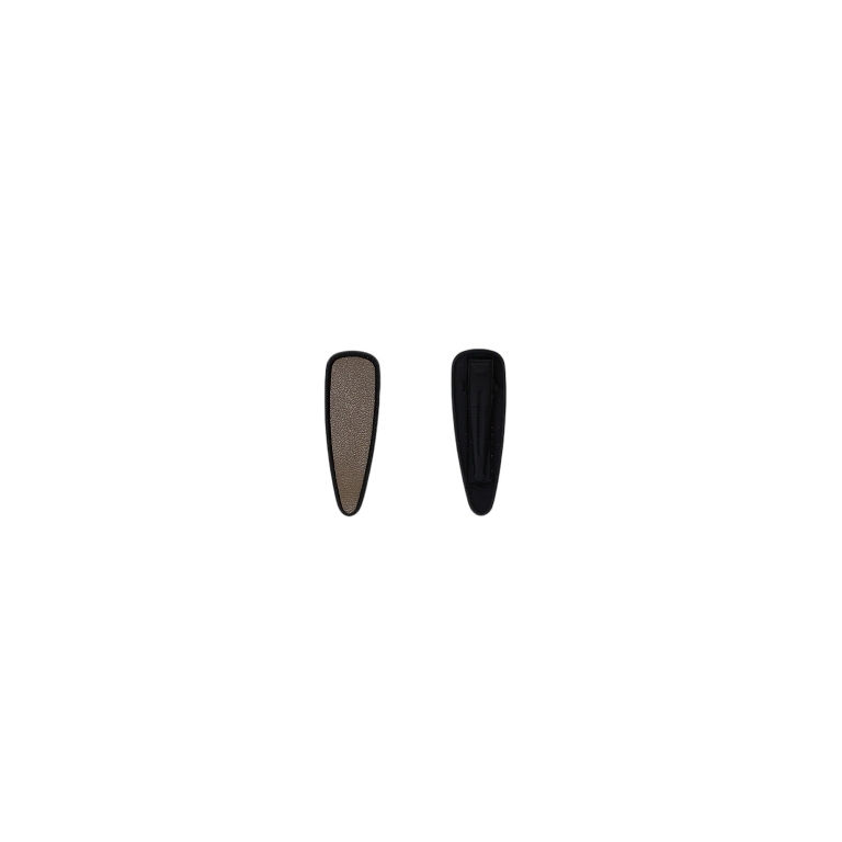 JEWELRY - METAL SNAP HAIR CLIP - METAL AND LEATHER - MODEL 14 - 4.5x1.5x1.2cm BROWN AND BLACK - 2pcs.